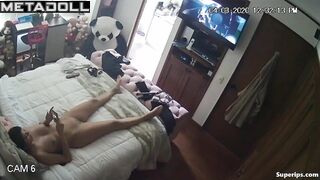 Brunette Latina girl rubs her pussy
