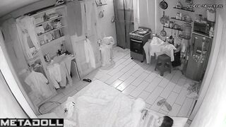 Chubby busty brunette wife rubs her vagina spy IP cam