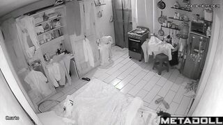 Chubby busty brunette wife rubs her vagina spy IP cam
