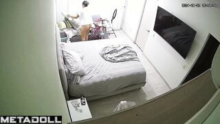 Sweet Dutch brunette belly dancer changes her bra at home