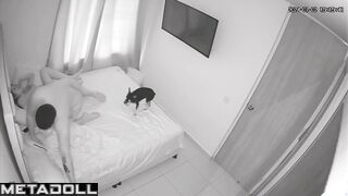 Chubby busty Spanish brunette wife fucks with her boss hidden camera