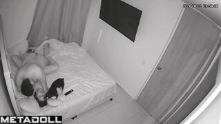 Busty French brunette MILF gets fucked hard by her husband real spy cam