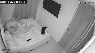 Busty French brunette MILF gets fucked hard by her husband real spy cam