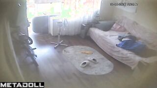 Naked Polish brunette mother changes her panties in her room