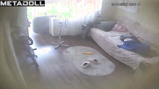 Naked Polish brunette mother changes her panties in her room