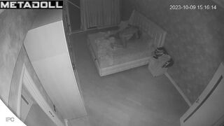 Naked Danish brunette student girl gets creampied hidden IP camera