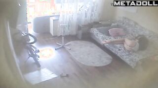 Horny Spanish brunette woman with small tits in sexy panties