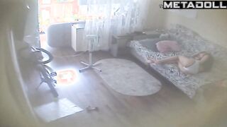 Horny Spanish brunette woman with small tits in sexy panties