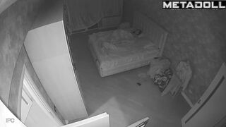 Mature American brunette student girl sex in the living room spy cam