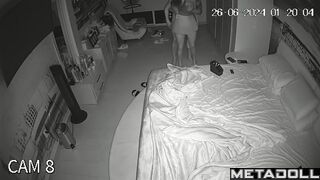 Newly married couple having sex in their bedroom hidden IP cam