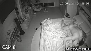 Newly married couple having sex in their bedroom hidden IP cam