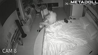 Newly married couple having sex in their bedroom hidden IP cam