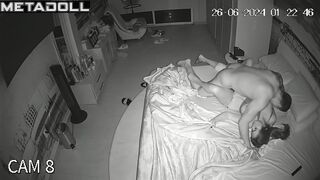 Newly married couple having sex in their bedroom hidden IP cam