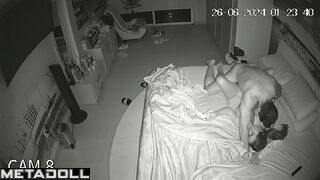 Newly married couple having sex in their bedroom hidden IP cam
