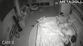 Newly married couple having sex in their bedroom hidden IP cam