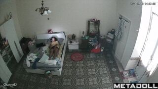 Innocent brunette step-mom masturbates in her bed online