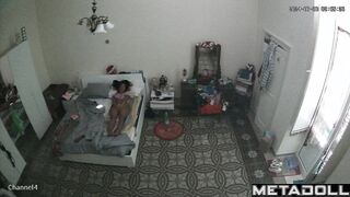 Big tits Spanish brunette woman fingers her pussy while watching black porn