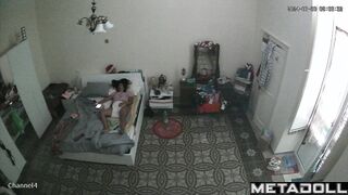 Big tits Spanish brunette woman fingers her pussy while watching black porn