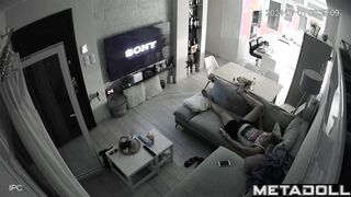 Big ass brunette woman has strong orgasms while fingering voyeur IP cam