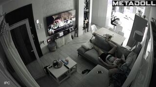Big ass brunette woman has strong orgasms while fingering voyeur IP cam