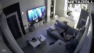 Big ass brunette woman has strong orgasms while fingering voyeur IP cam