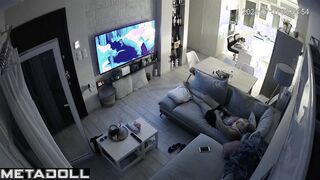Big ass brunette woman has strong orgasms while fingering voyeur IP cam