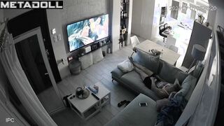 Big ass brunette woman has strong orgasms while fingering voyeur IP cam
