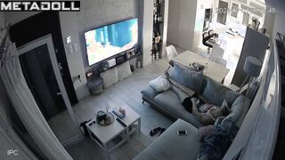 Big ass brunette woman has strong orgasms while fingering voyeur IP cam
