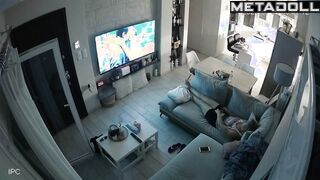 Big ass brunette woman has strong orgasms while fingering voyeur IP cam