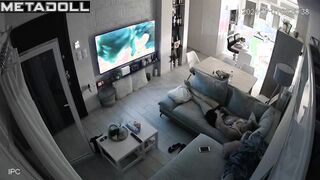 Big ass brunette woman has strong orgasms while fingering voyeur IP cam