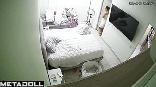 Old Welsh brunette fancy girl changes her new panties after taking a shower