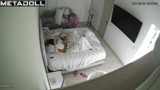 Old Welsh brunette fancy girl changes her new panties after taking a shower