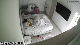 Old Welsh brunette fancy girl changes her new panties after taking a shower