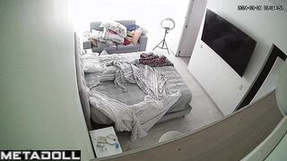 Old Russian brunette wife changes her wet and dirty panties to go out to a party