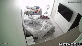 Old Russian brunette wife changes her wet and dirty panties to go out to a party