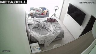 Old Russian brunette wife changes her wet and dirty panties to go out to a party