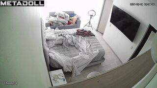 Old Russian brunette wife changes her wet and dirty panties to go out to a party