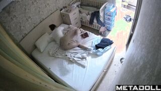 Slavic teenage girl rubs her pussy