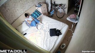 Russian teenage girl masturbates on her bed