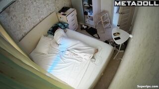 Russian teenage girl masturbates topless