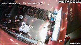 Korean teenage couple has sex in a karaoke