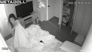 Gorgeous European mom gets dressed in her room