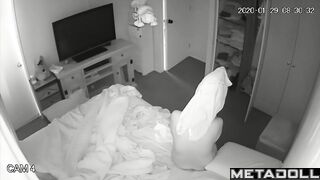 Gorgeous European mom gets dressed in her room