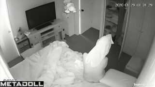 Gorgeous European mom gets dressed in her room