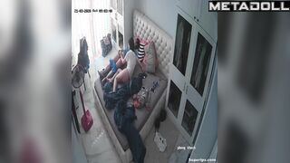 Asian college couple fucks in their bed