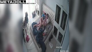 Asian college couple fucks in their bed