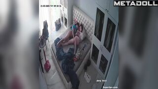 Asian college couple fucks in their bed