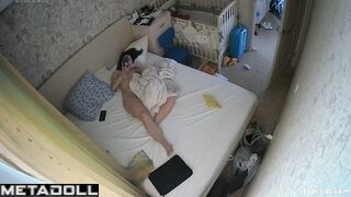 Slavic teenage girl masturbates in her sleep