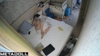 Slavic teenage girl masturbates in her sleep