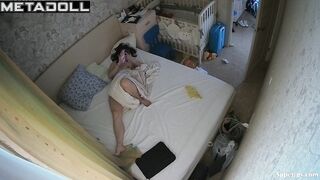 Slavic teenage girl masturbates in her sleep
